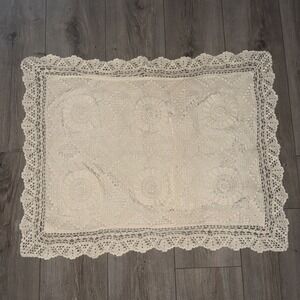 Vintage Boho Pillow Sham Hand Crocheted Irish Rose Standard